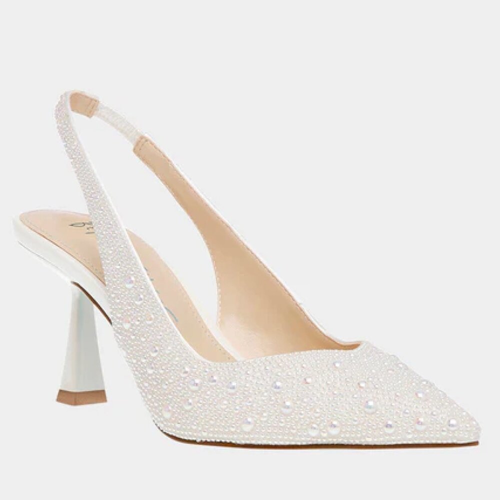 Betsey Johnson White Pearl Embellished Heels